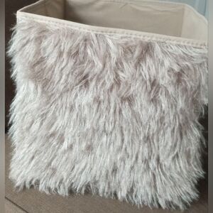 3/$15 Fuzzy Faux Fur Side Panel Beige Brown Collapsible Fabric Storage Bin
